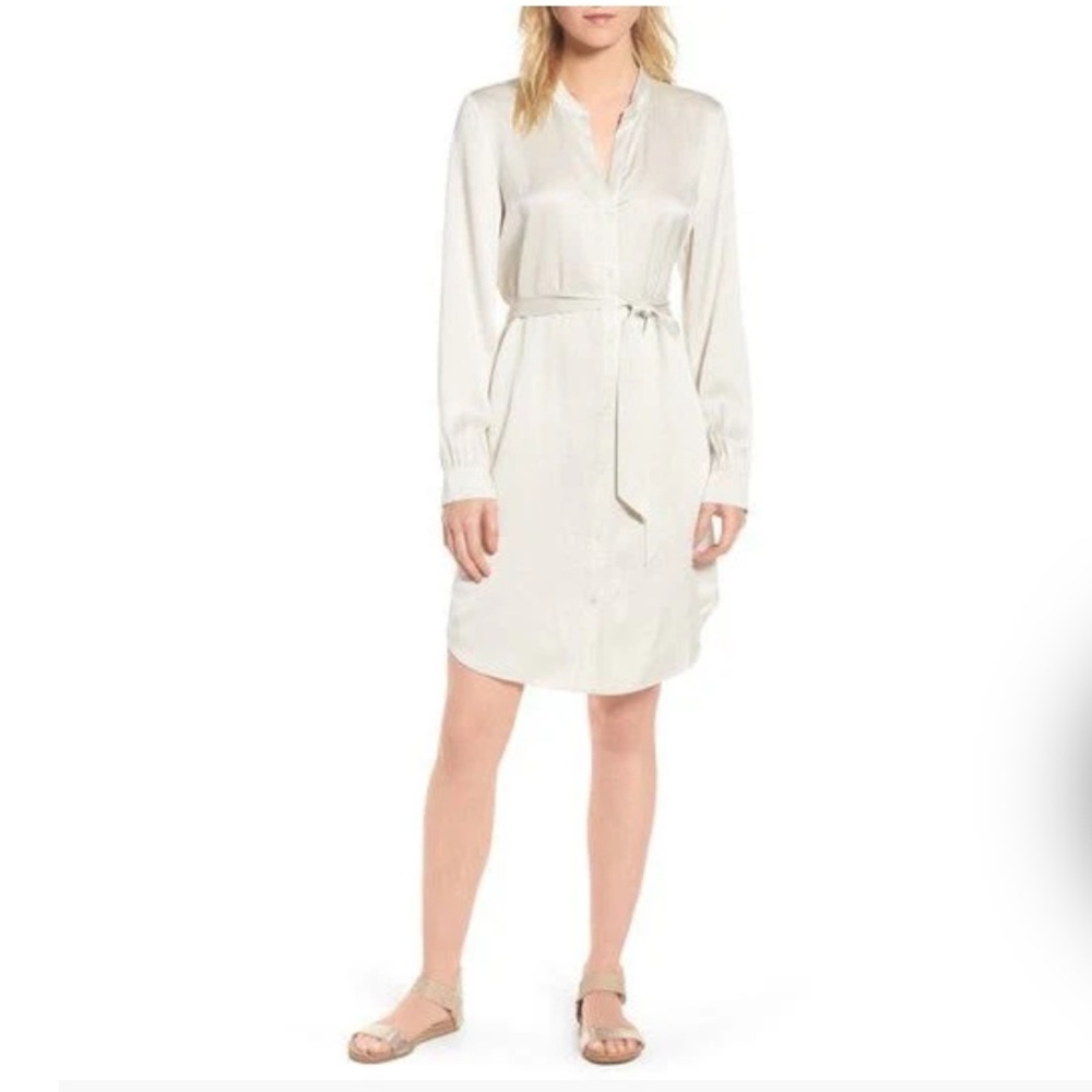 NWT Eileen Fisher Sandwashed Silk Charmeuse Shirtdress